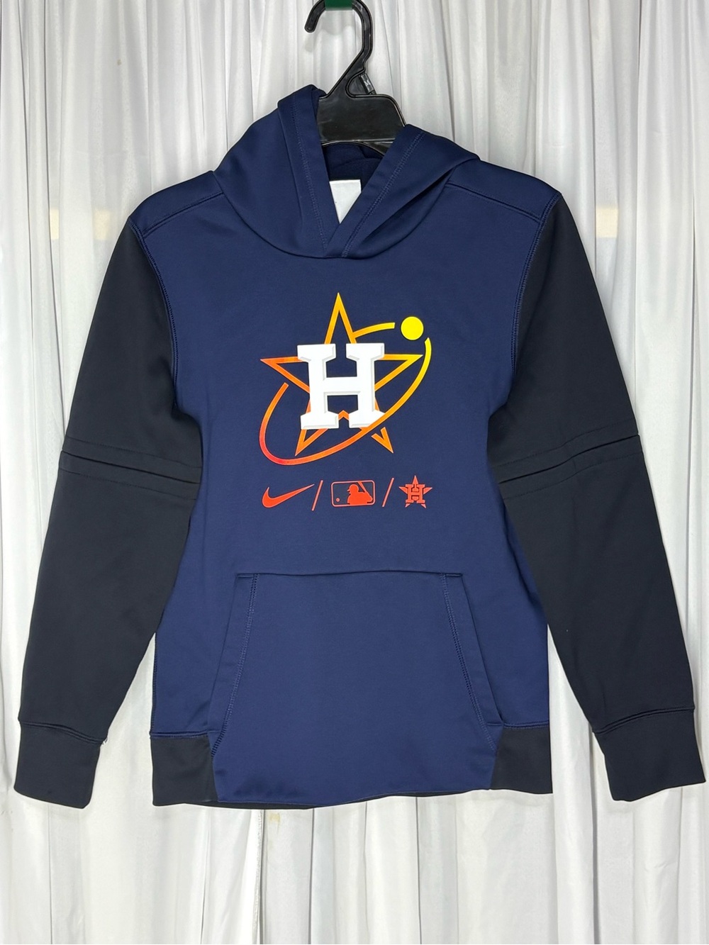 Nike Kids Navy Hoodie with Black Long Sleeves Astros Logo Therma Fit Size S